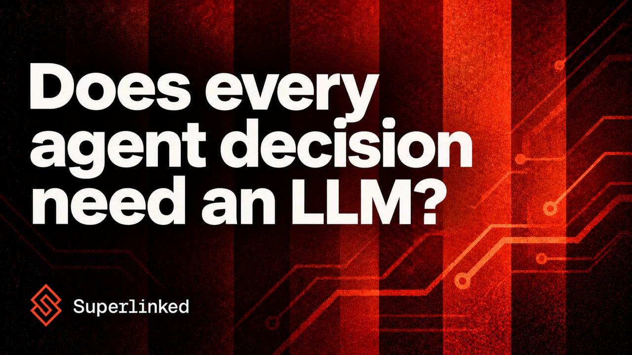 White headline on a red circuit-board background asking if every agent decision needs an LLM