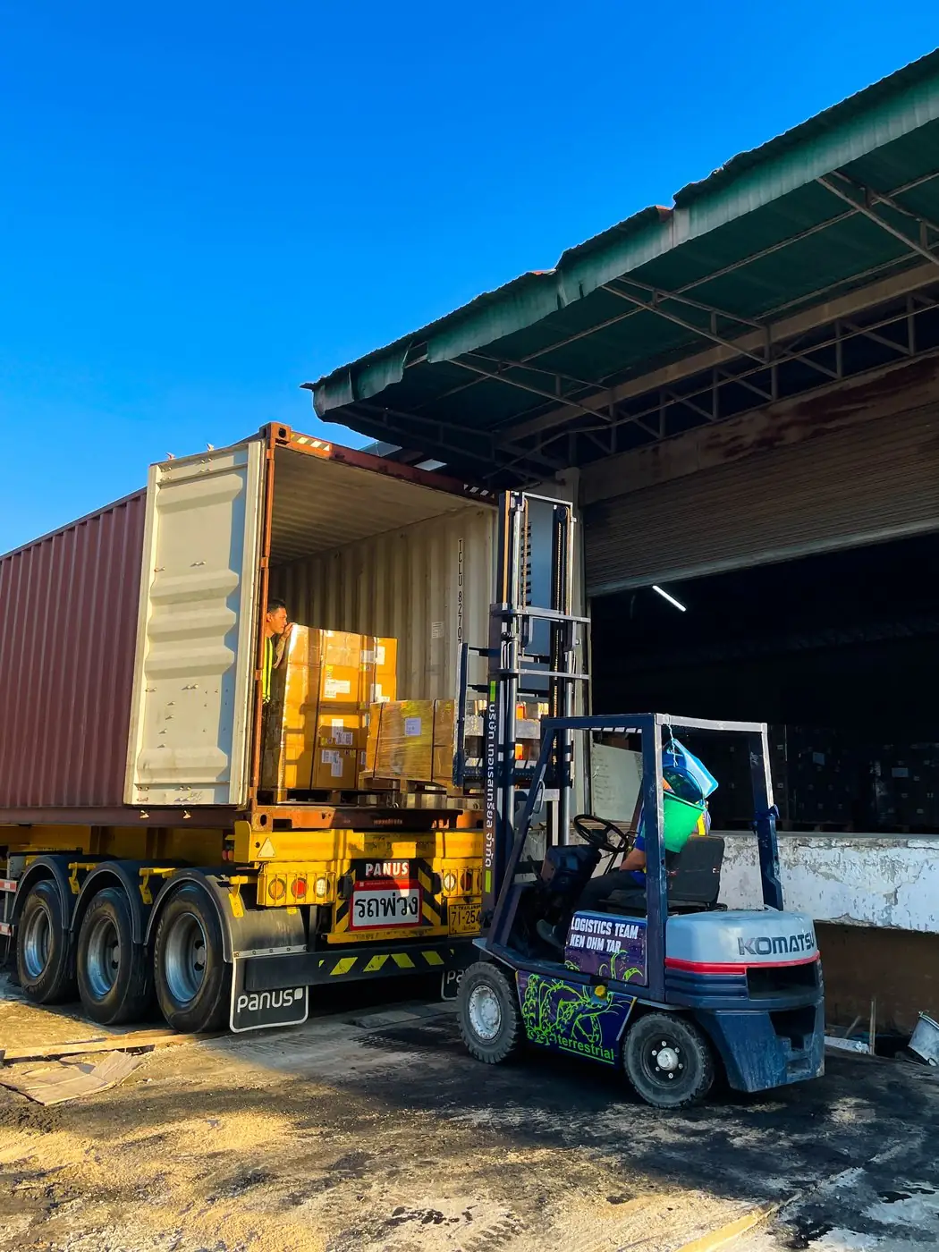 Container loading dock in Thailand: Grounding DINO boxed 4 of 4 hand-counted objects